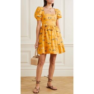 Agua Bendita Yellow Floral Mini Dress